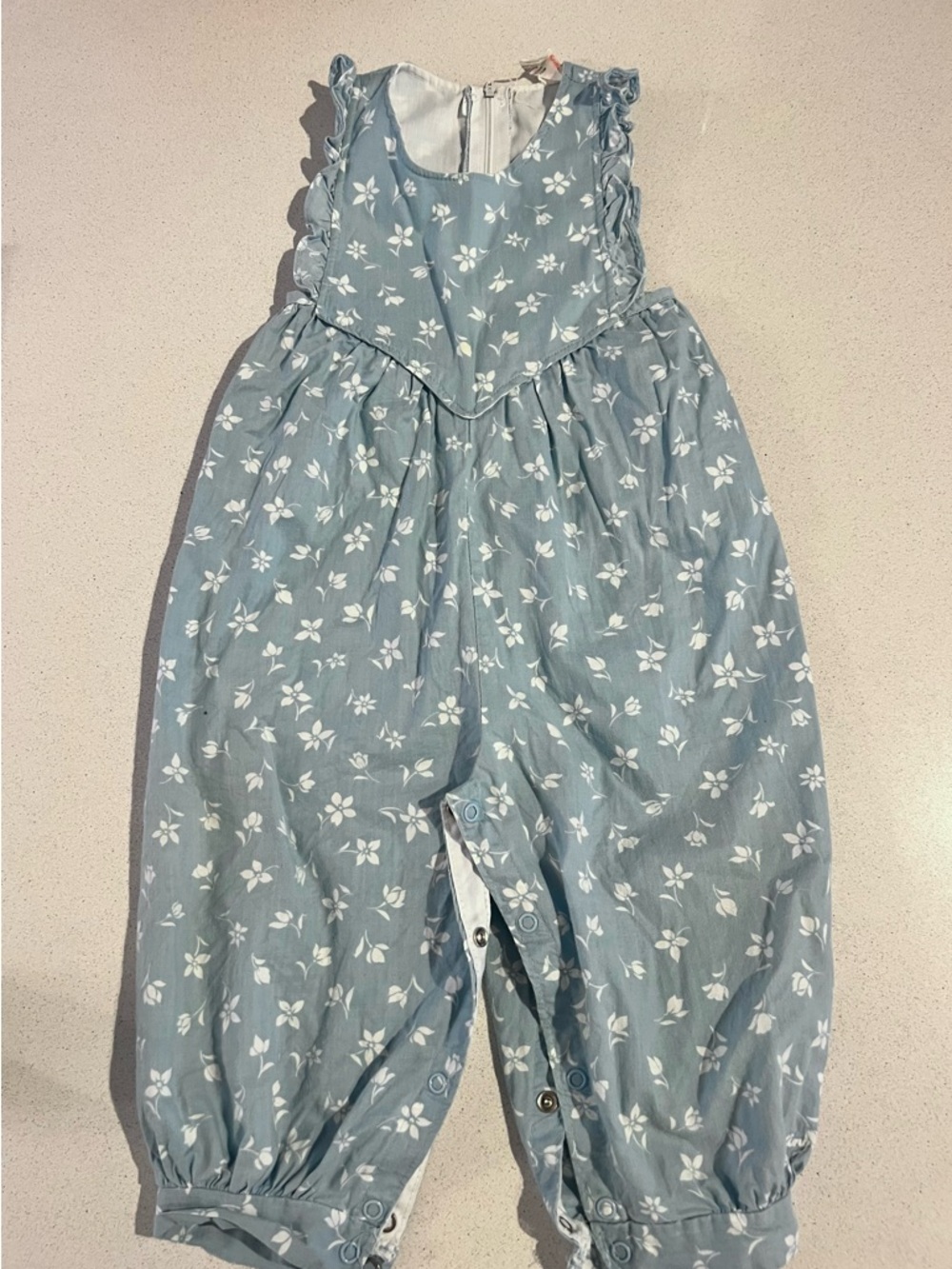 Vintage 1980s Light Blue Floral Romper